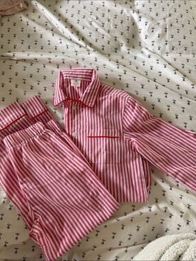 Crewcuts Red & White Striped Button-Up Pajama Set